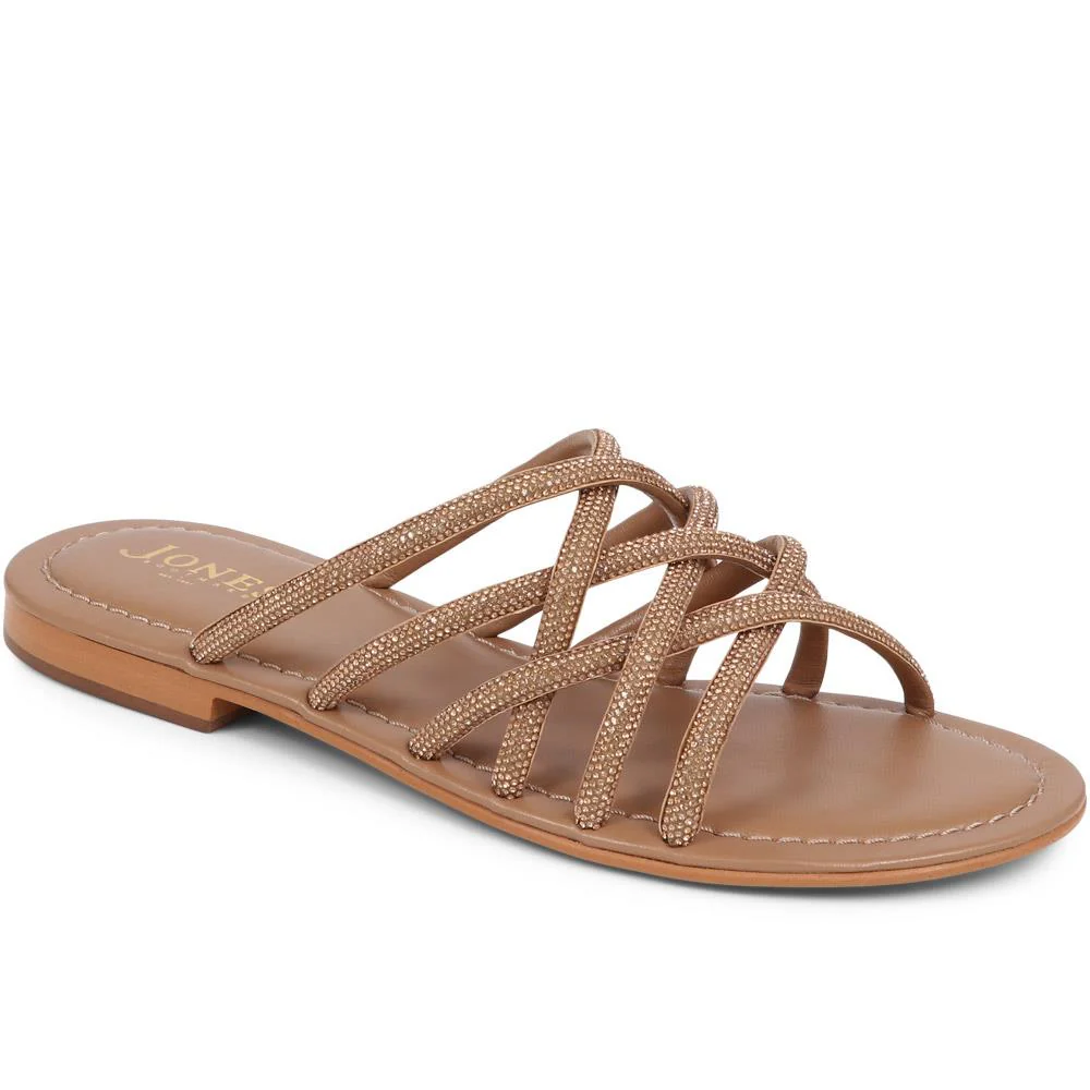 Hira Jewelled Leather Sandals  - HIRA / 325 182 - Tan