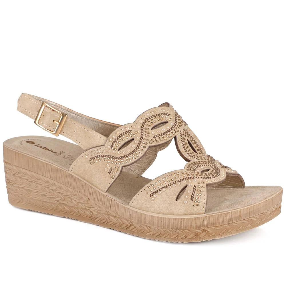 Inblu Slingback Sandals With Rhinstone Detailing - INB43052 / 330 371