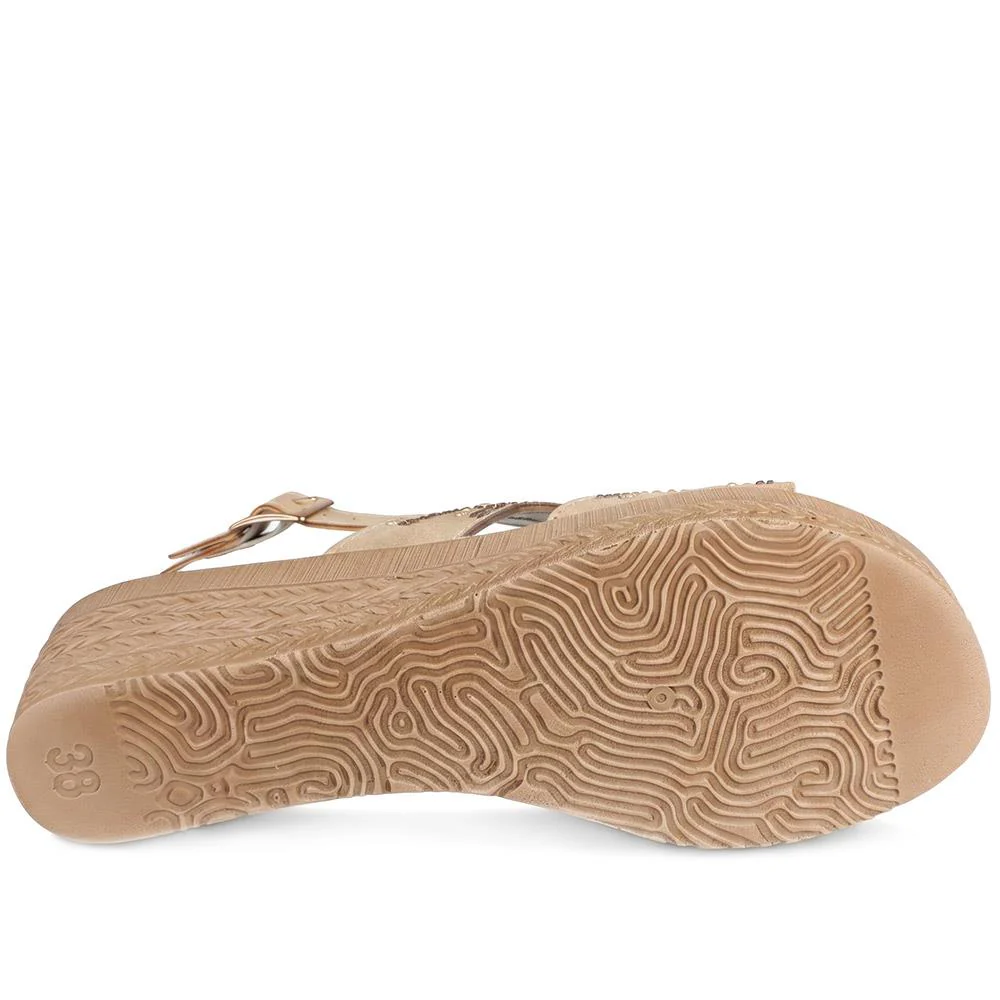 Inblu Slingback Sandals With Rhinstone Detailing - INB43052 / 330 371 - Beige - Image 6