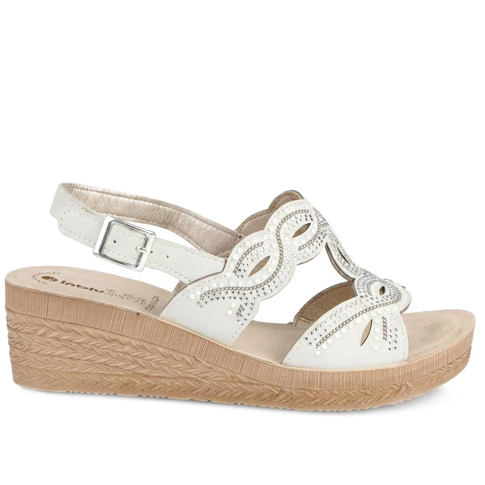 Inblu Slingback Sandals With Rhinstone Detailing - INB43052 / 330 371 - Silver - Image 3