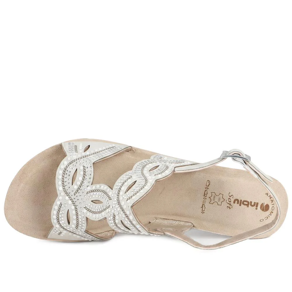 Inblu Slingback Sandals With Rhinstone Detailing - INB43052 / 330 371 - Silver - Image 5