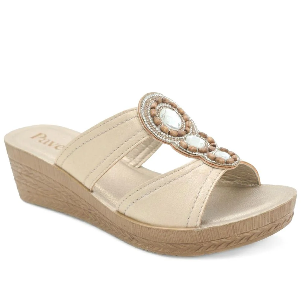 Jewelled Wedge Heel Mule Sandals - INB43000 / 329 127 - Image 3