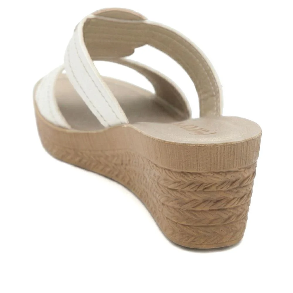 Jewelled Wedge Heel Mule Sandals - INB43000 / 329 127 - White - Image 3