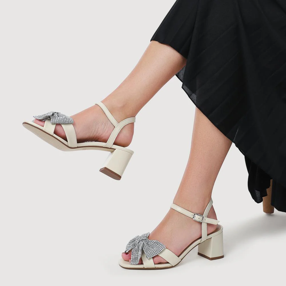 Juliana Smart Buckled Leather Sandals - JULIANA / 328 216 - Cream - Image 5