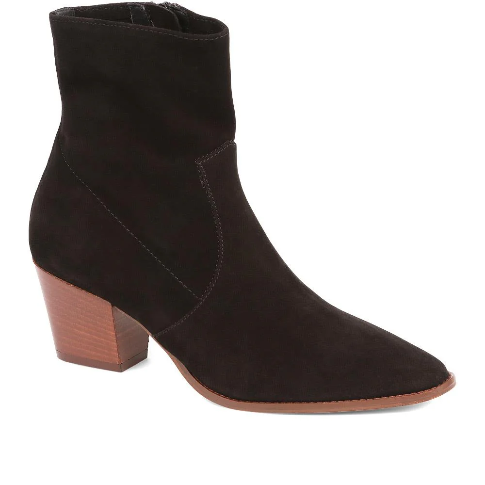 Kallie Suede Heeled Ankle Boots - KALLIE / 323 637 - Black