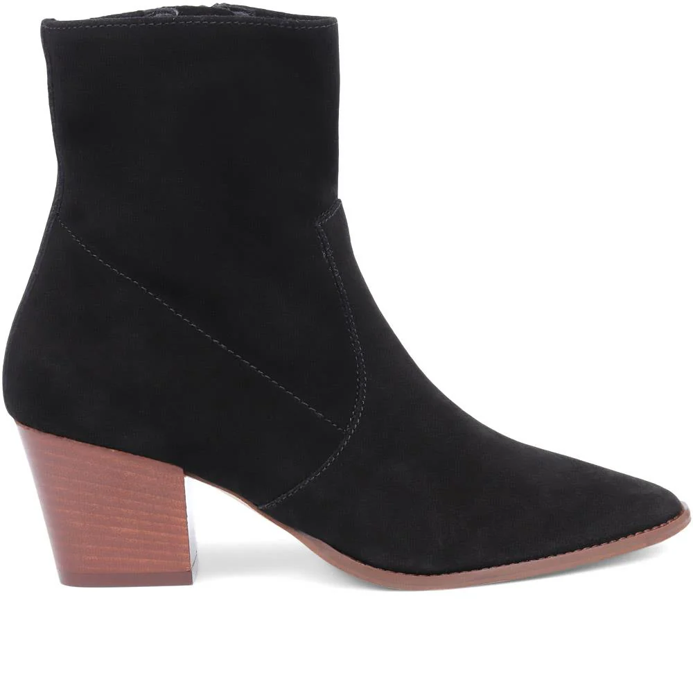 Kallie Suede Heeled Ankle Boots - KALLIE / 323 637 - Black - Image 2