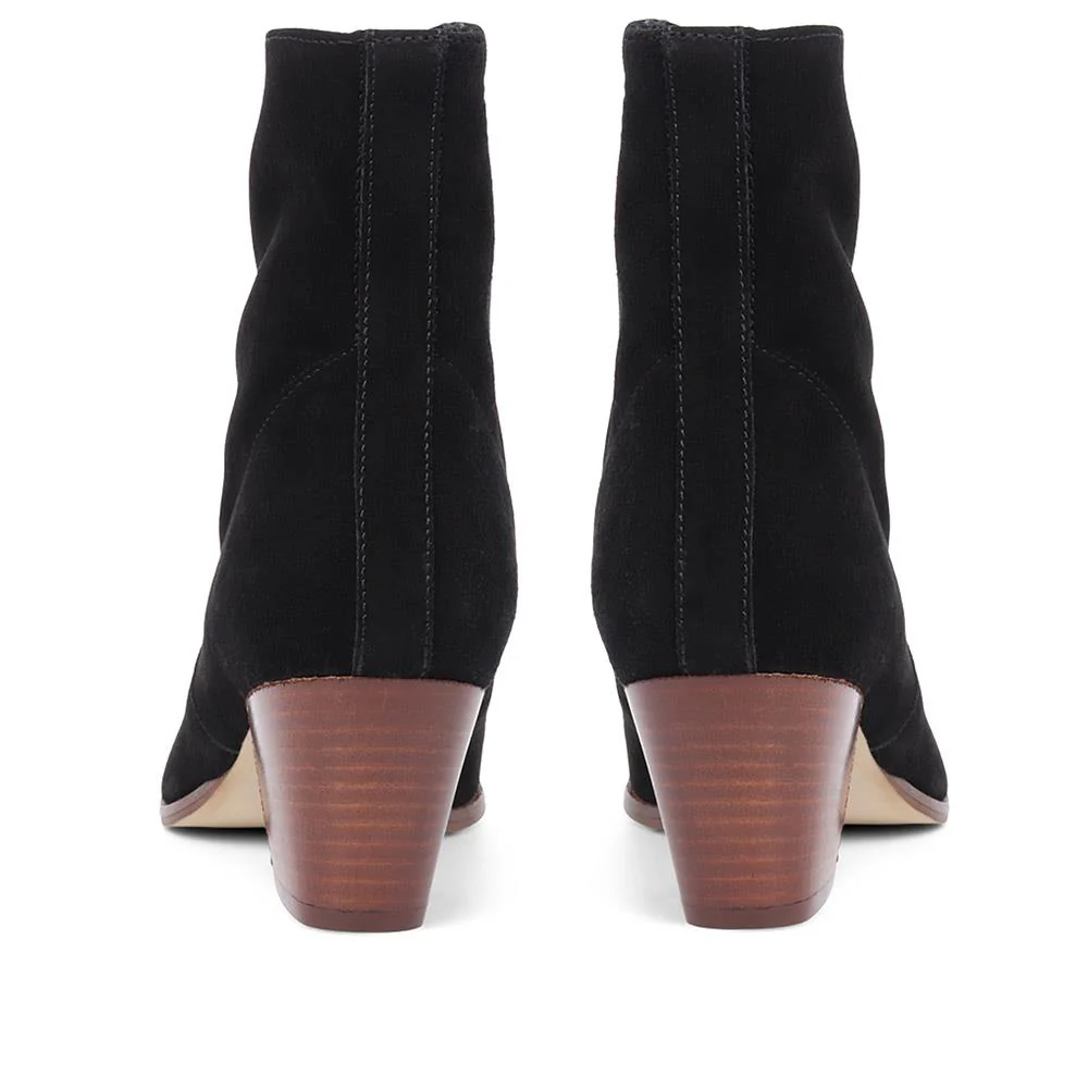 Kallie Suede Heeled Ankle Boots - KALLIE / 323 637 - Black - Image 3