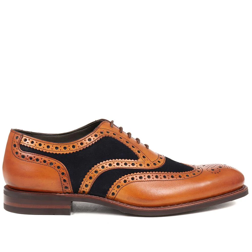 Kerridge Wide Fit Leather Oxford Brogues - LOA29507 / 316 966 - Tan-Navy - Image 2