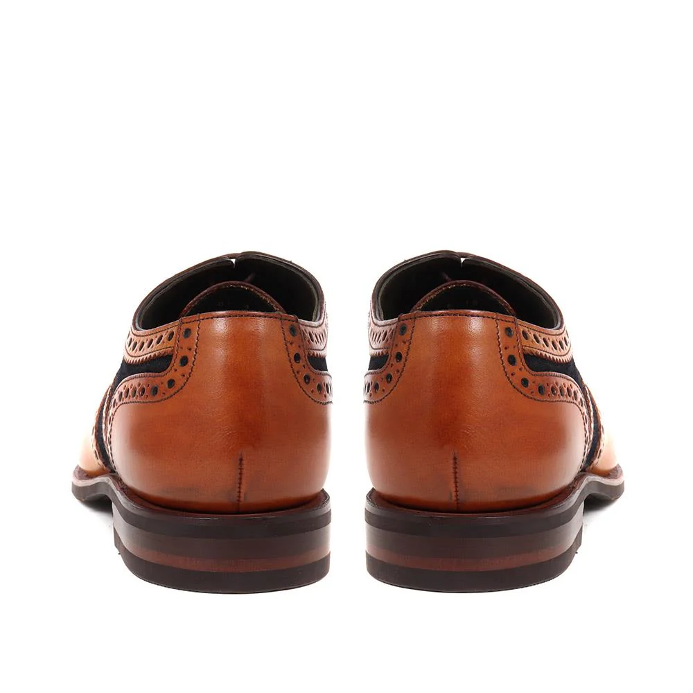 Kerridge Wide Fit Leather Oxford Brogues - LOA29507 / 316 966 - Tan-Navy - Image 3