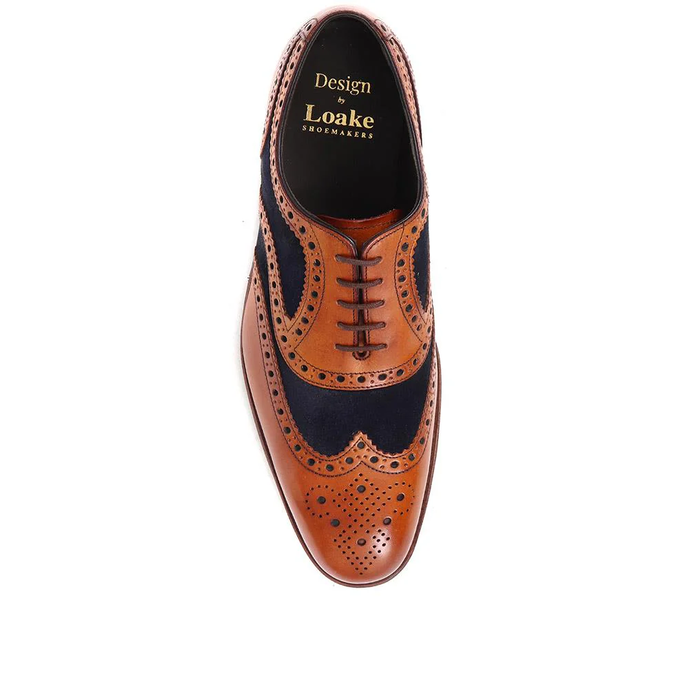 Kerridge Wide Fit Leather Oxford Brogues - LOA29507 / 316 966 - Tan-Navy - Image 4