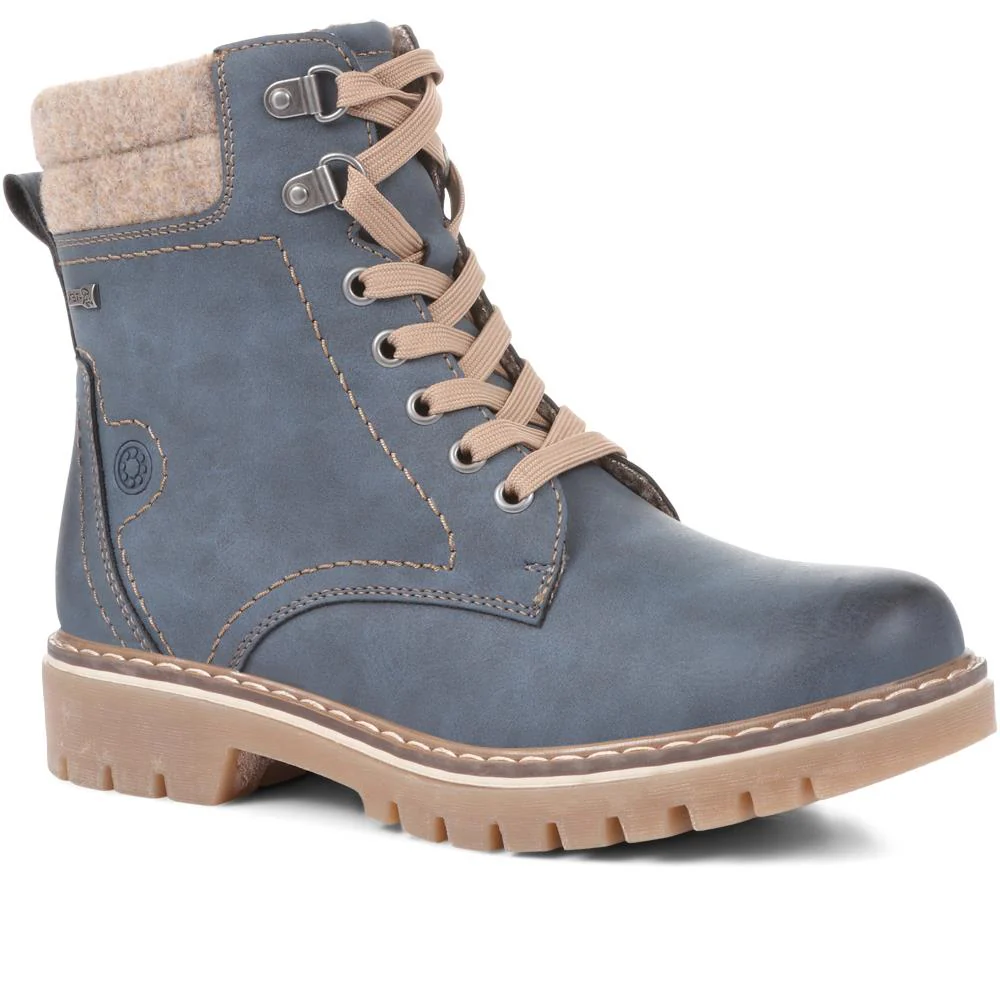 Knitted Cuff Ankle Boots - CENTR36045 / 322 462 - Navy