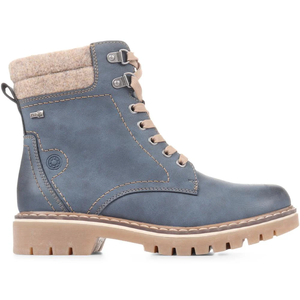 Knitted Cuff Ankle Boots - CENTR36045 / 322 462 - Navy - Image 2