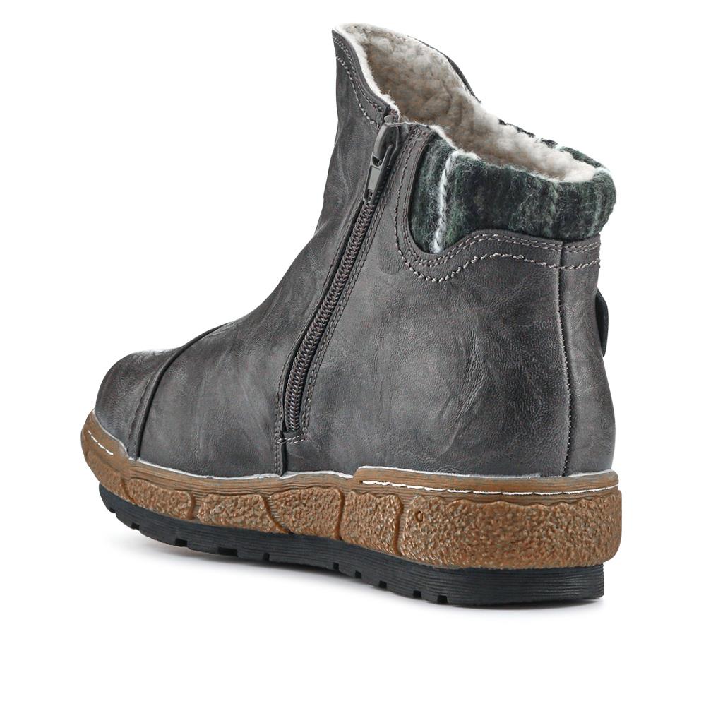 Knitted Cuff Ankle Boots - WBINS32013 / 318 882 - Grey - Image 3