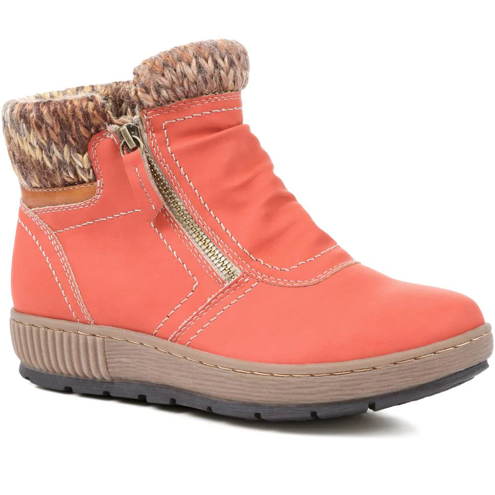 Knitted Cuff Ankle Boots - WBINS36025 / 322 459 - Image 3