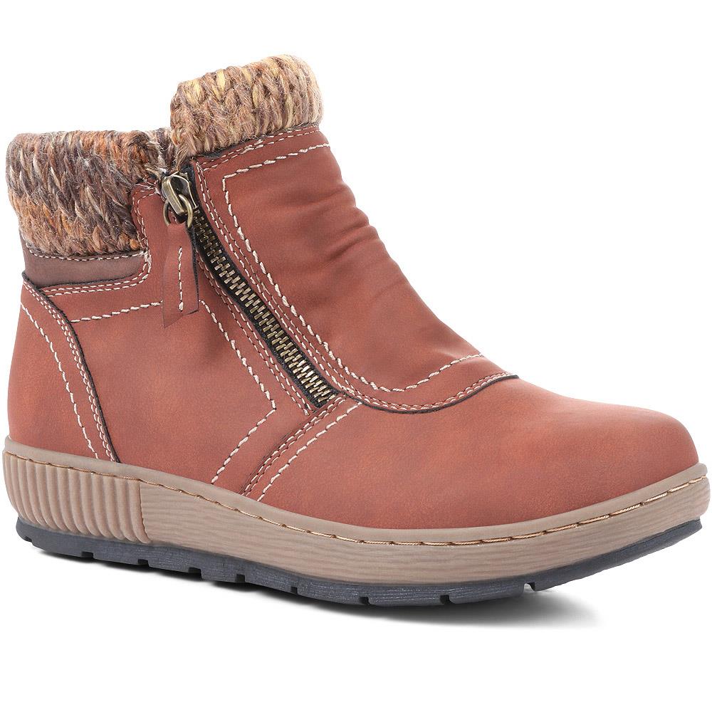 Knitted Cuff Ankle Boots - WBINS36025 / 322 459 - Image 4