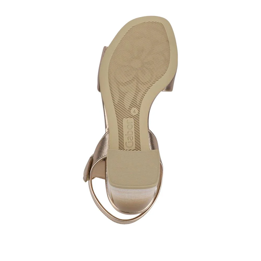 Kruger Smart Leather Block-Heeled Sandals - GAB41516 / 327 010 - Metallic Beige - Image 6