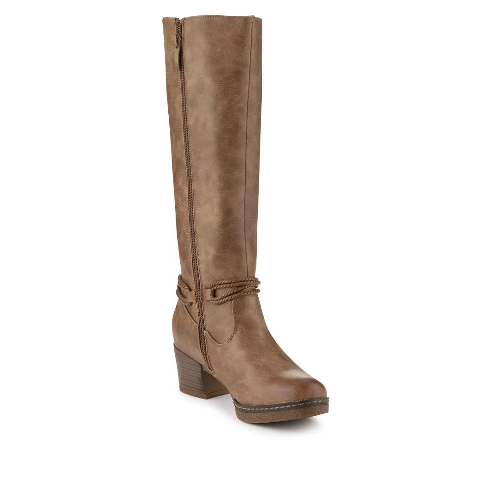 Lace-Detailed Long Boots - WOIL40013 / 325 915 - Taupe