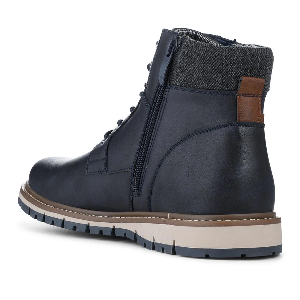 Lace Up Boots With Fabric Cuff - WOIL42026 / 327 955 - Navy - Image 3