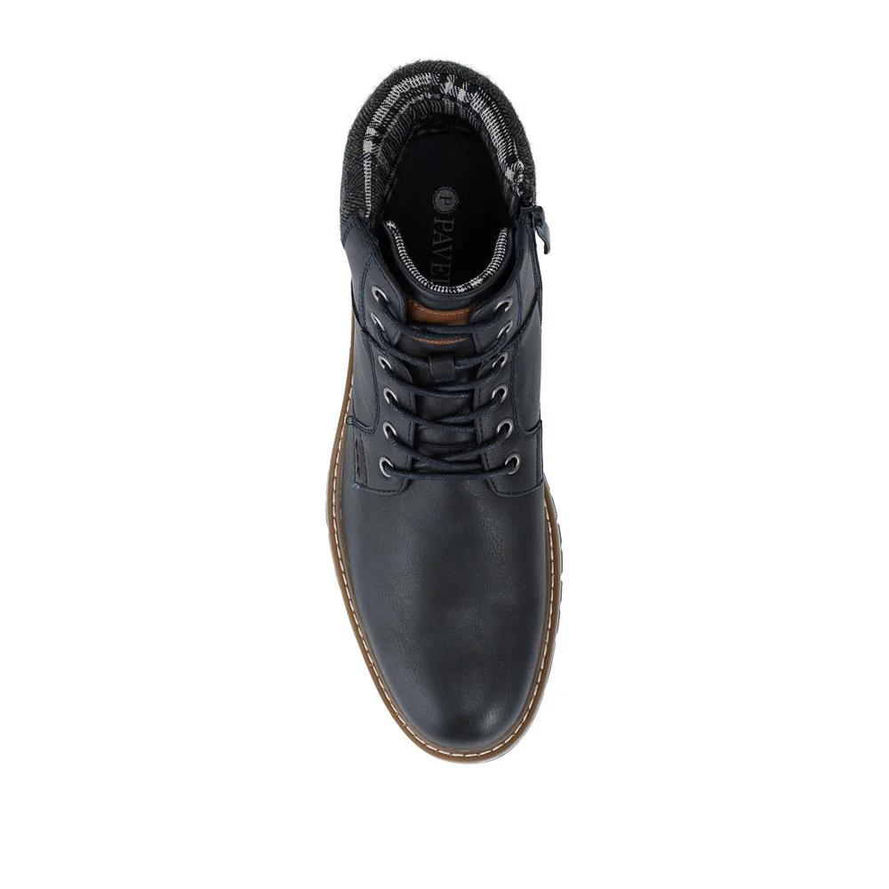 Lace Up Boots With Fabric Cuff - WOIL42026 / 327 955 - Navy - Image 4