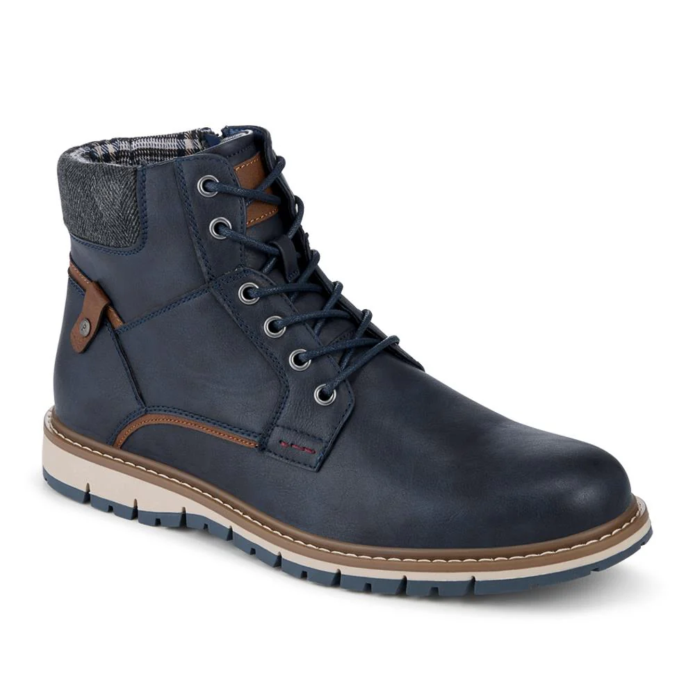 Lace Up Boots With Fabric Cuff - WOIL42026 / 327 955 - Navy