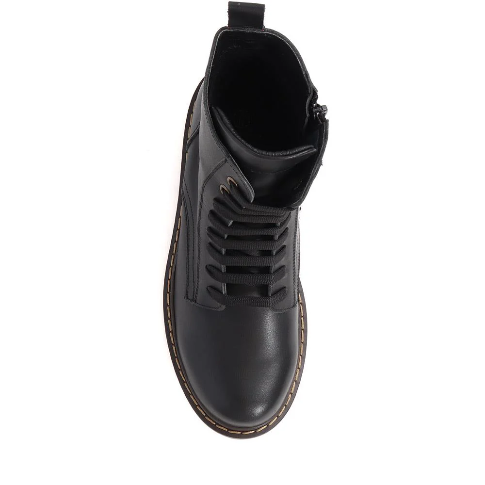 Lace-Up Leather Boots - BELYNR40001 / 326 190 - Black - Image 6