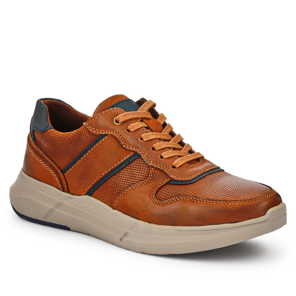 Lace-Up Leather Trainers - RISI41002 / 326 952 - Tan