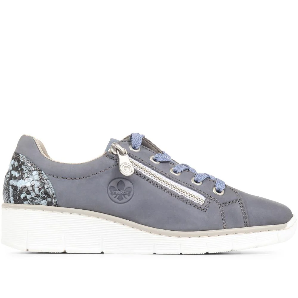 Lace-Up Wedge Trainers - RKR35547 / 322 170 - Denim - Image 2