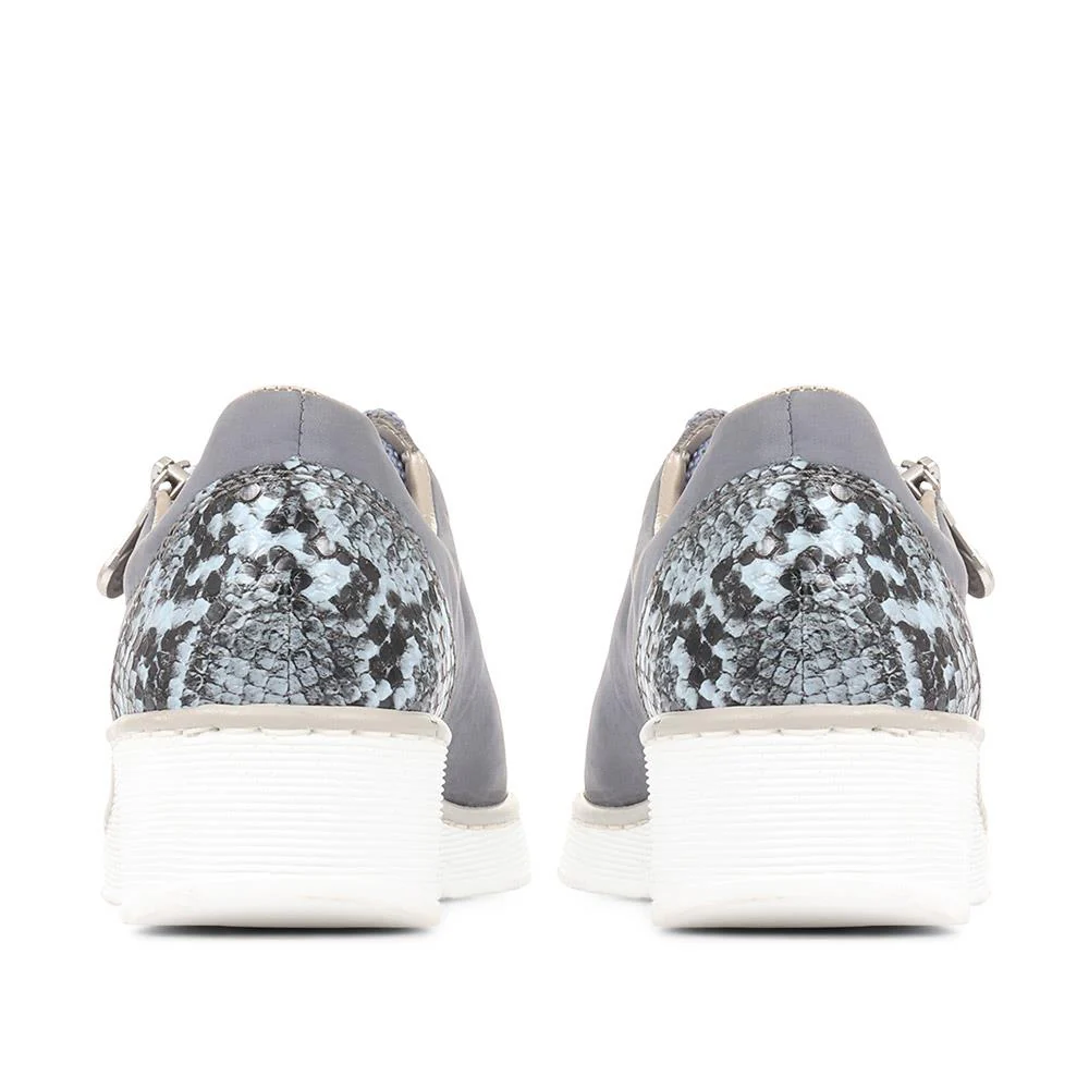 Lace-Up Wedge Trainers - RKR35547 / 322 170 - Denim - Image 3