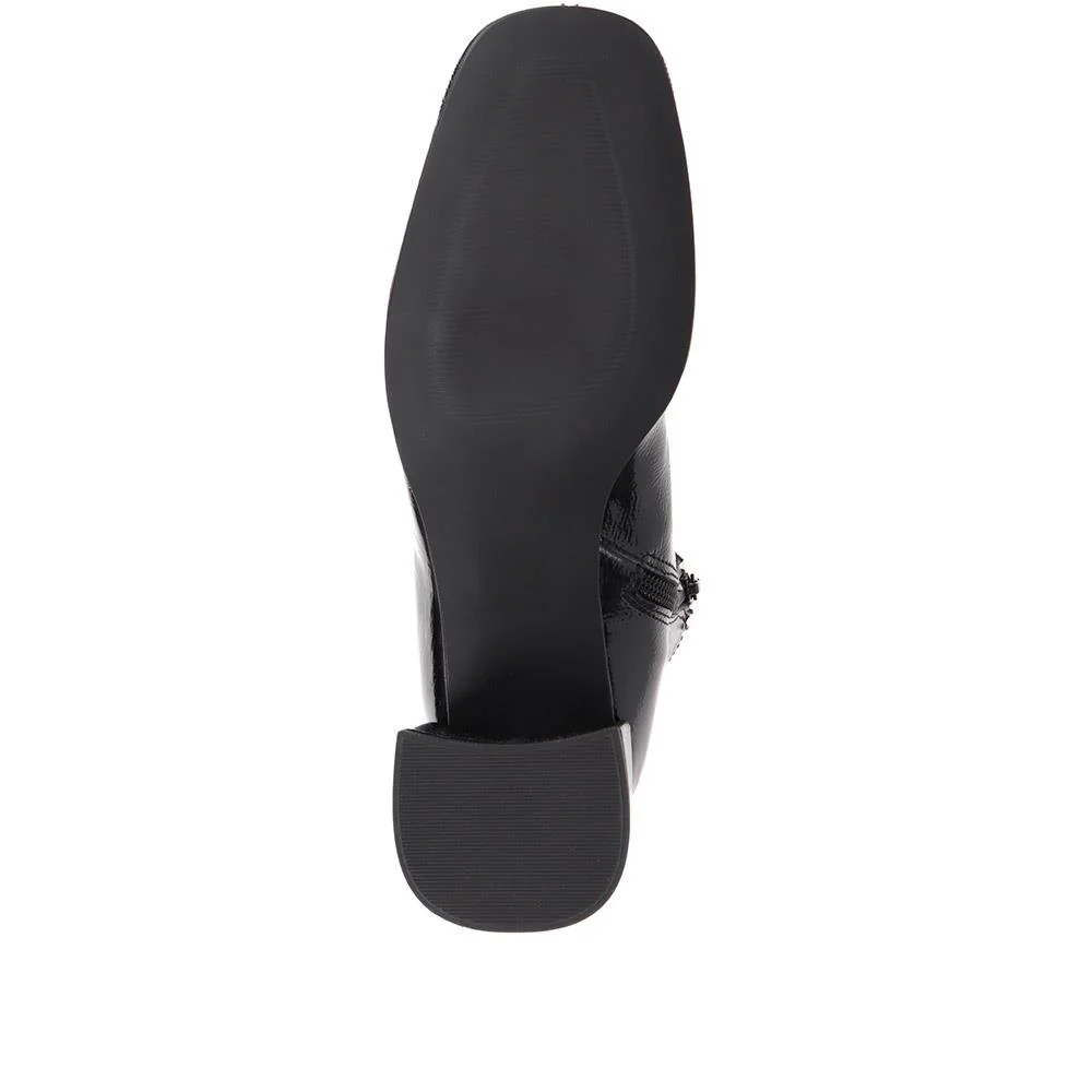 LAREINA Patent Block Heeled Ankle Boots - LAREINA / 324 366 - Black - Image 4