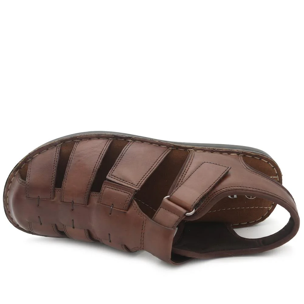 Leather Adjustable Fasten Fisherman Sandals - FBFOO43000 / 329 500 - Brown - Image 4