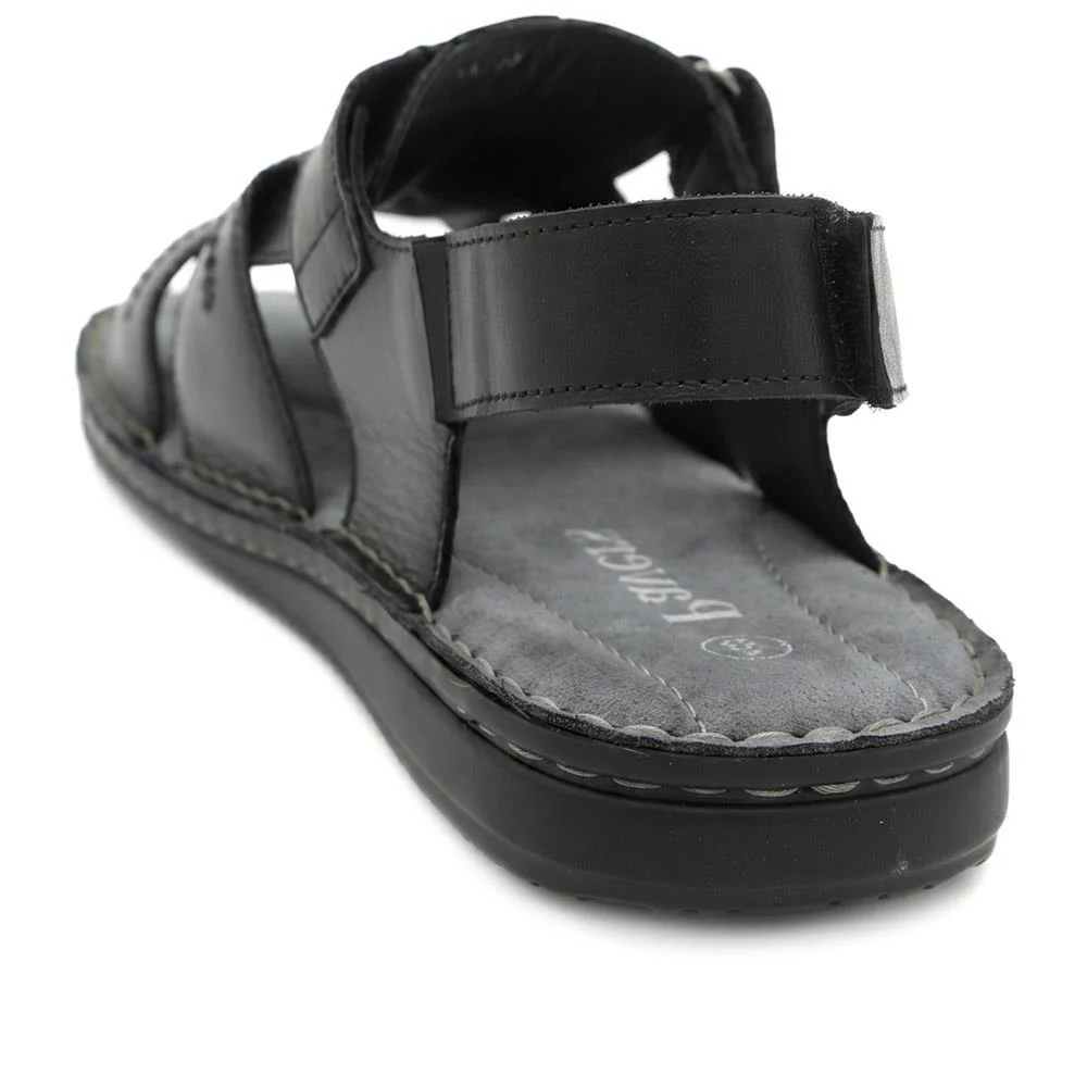 Leather Adjustable Fasten Fisherman Sandals - FBFOO43001 / 329 501 - Black - Image 6