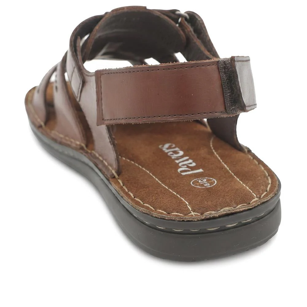 Leather Adjustable Fasten Fisherman Sandals - FBFOO43001 / 329 501 - Brown - Image 3