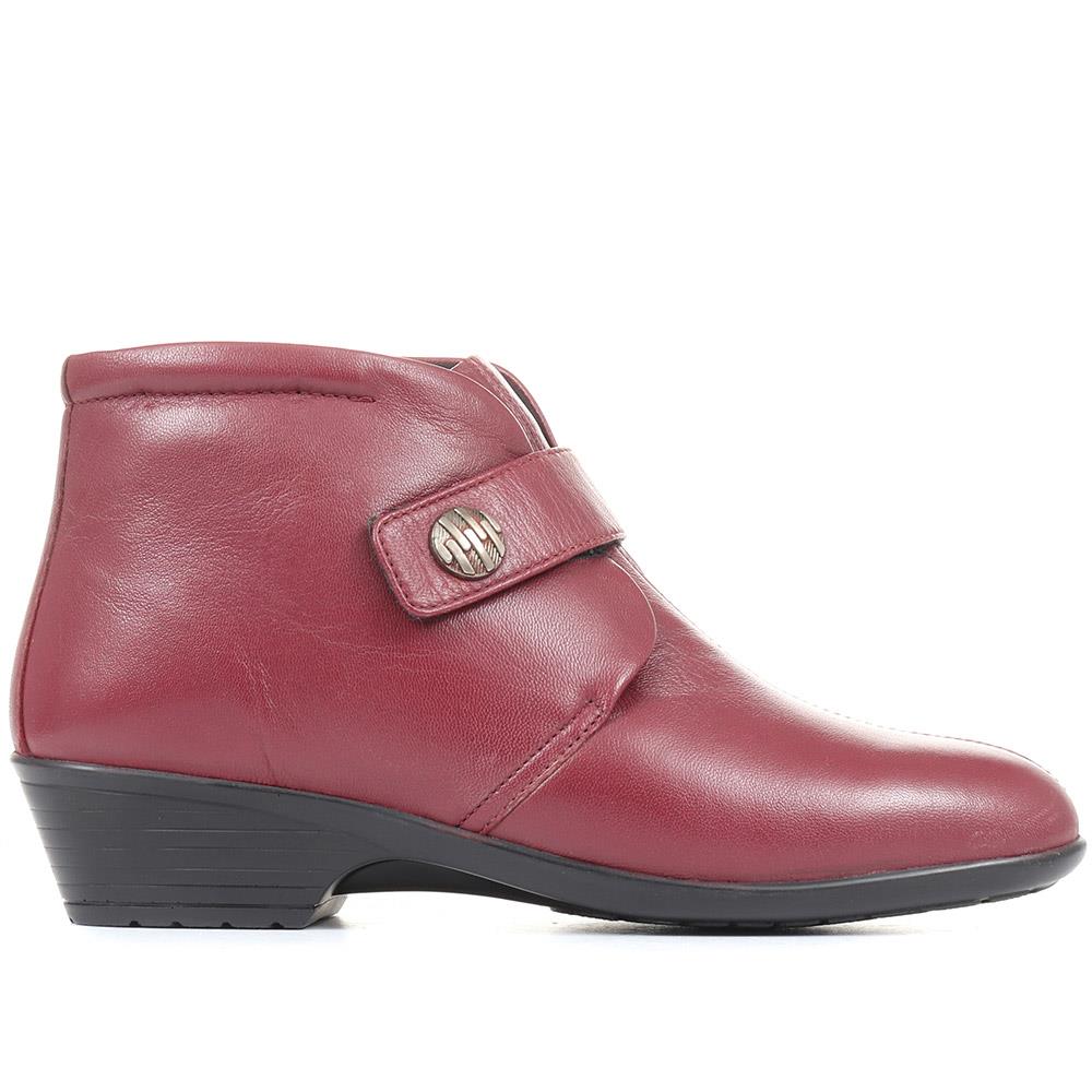 Leather Ankle Boots - KF28026 / 313 332 - Burgundy - Image 2