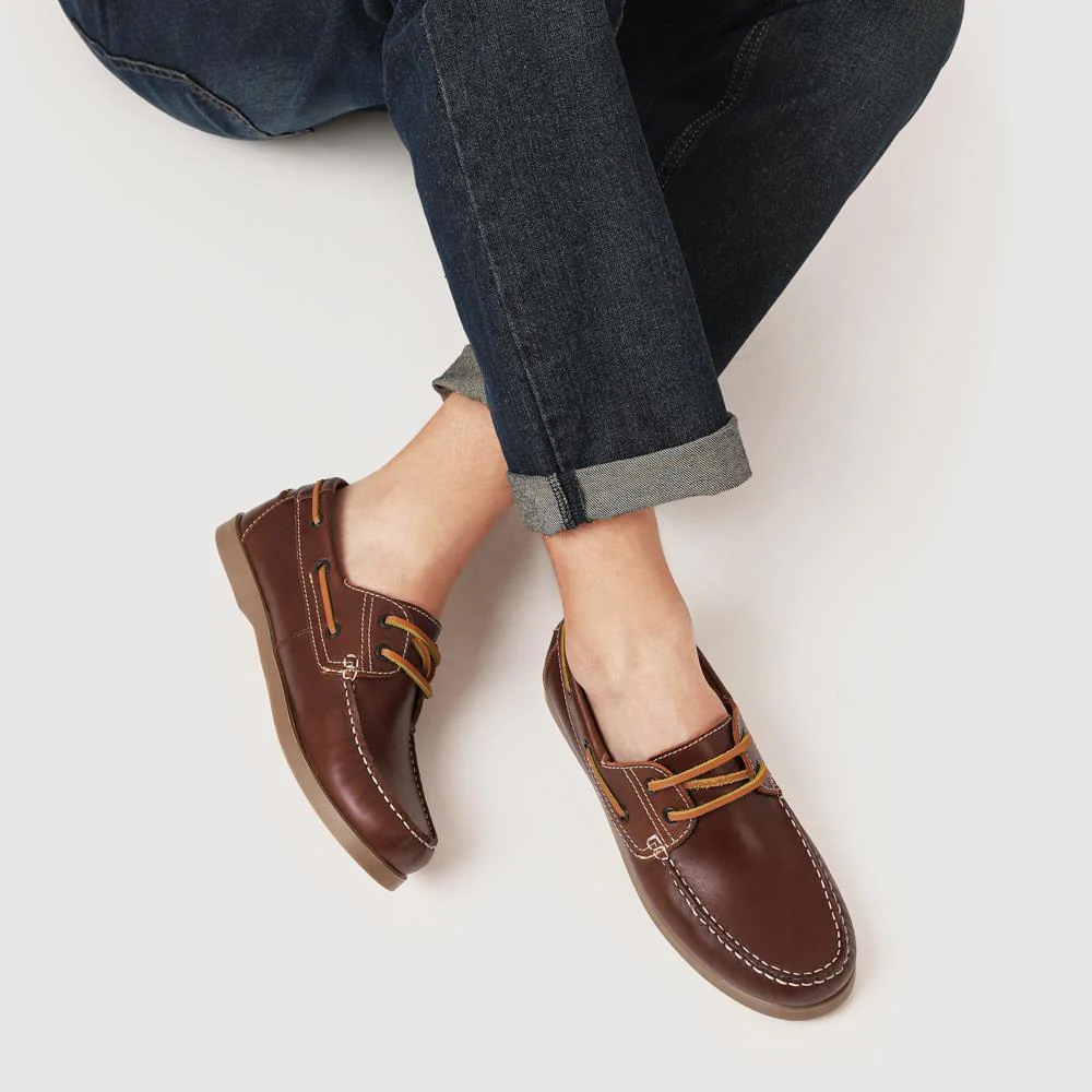 Leather Boat Shoes - SHAFI37009 / 323 614 - Brown - Image 5