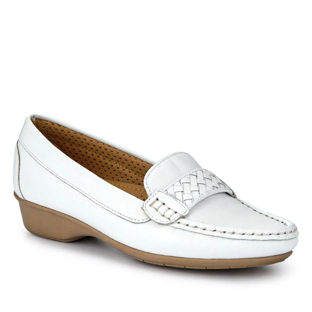 Leather Breathable Loafers - NAP41003 / 327 489 - White