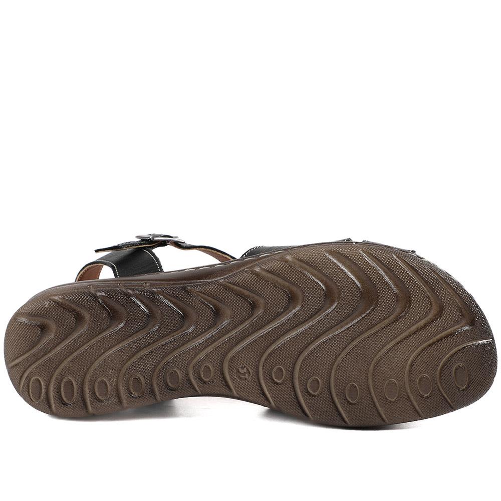 Leather Buckle Fasten Casual Sandals - LUCK43005 / 329 417 - Black - Image 6