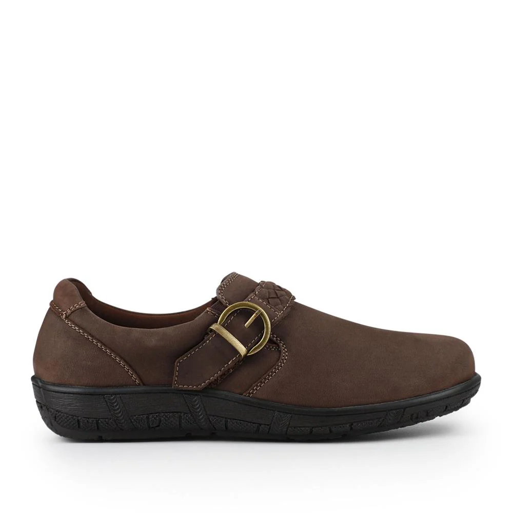 Leather Buckled Slip-On Shoes - KF42020 / 328 425 - Brown - Image 2