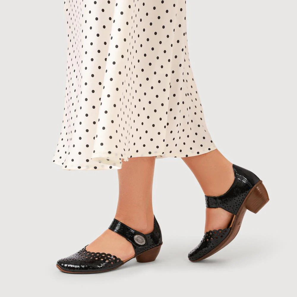 Leather Cuban-Heeled Mary Janes - RKR41536 / 327 286 - Black - Image 5