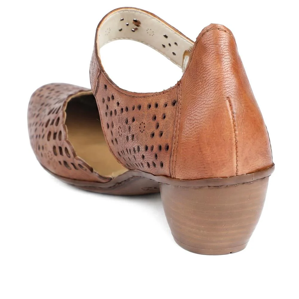 Leather Cuban-Heeled Mary Janes - RKR41536 / 327 286 - Tan - Image 3