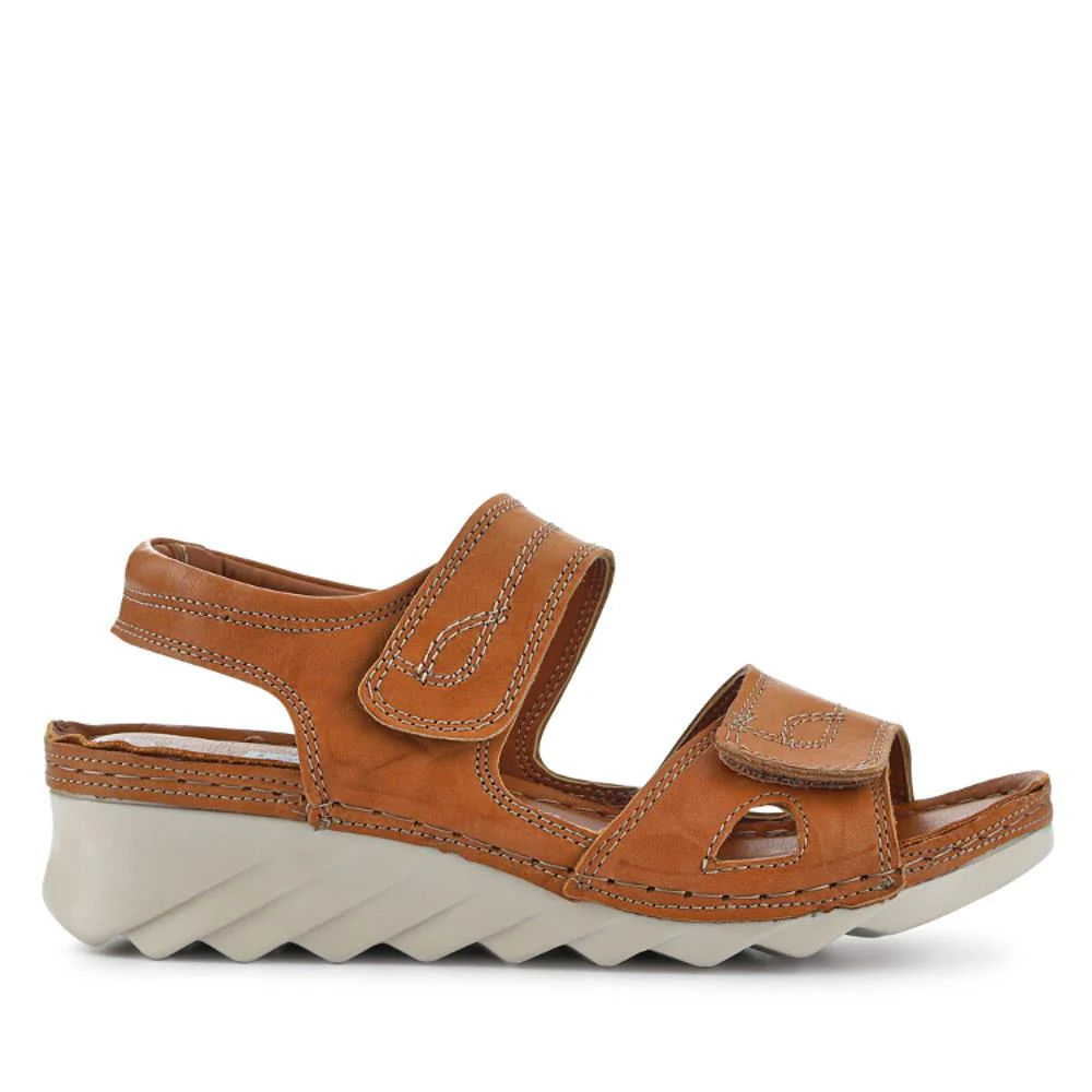 Leather Dual Touch-Fasten Sandals - HAK41012 / 327 452 - Camel - Image 2