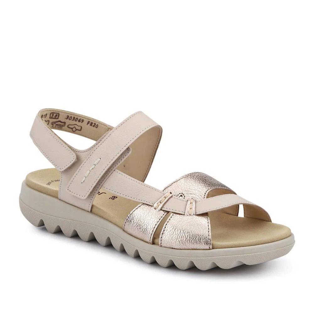 Chang Leather Dual Touch Fastening Sandals - GAB41526 / 327 033 - Cream Shimmer