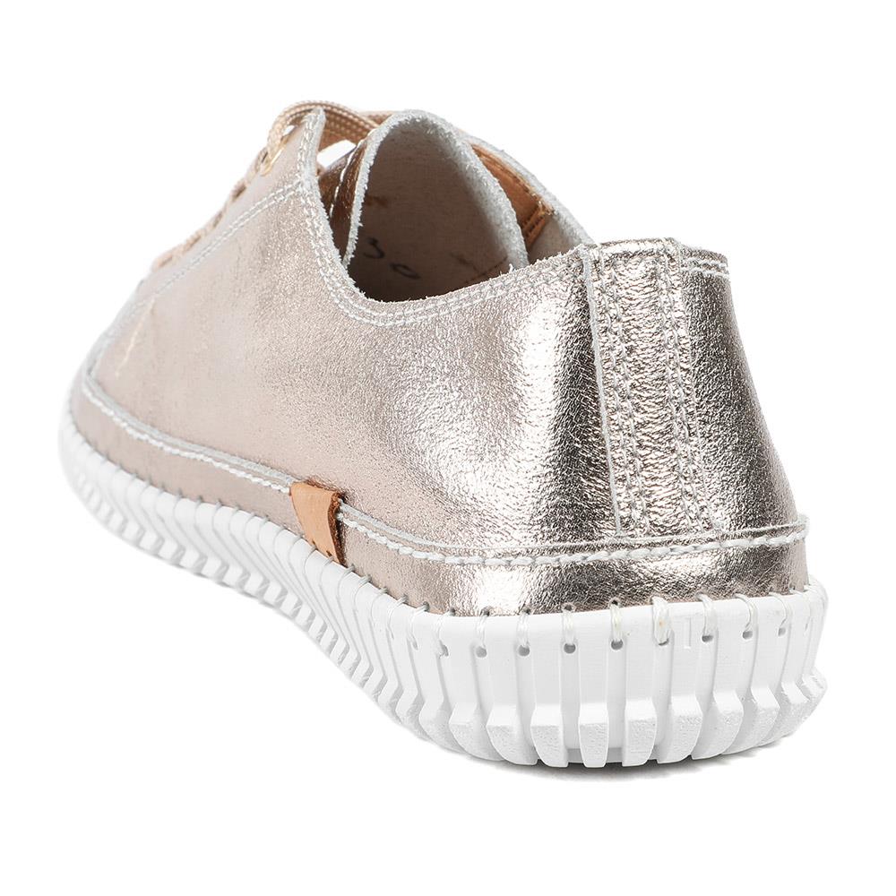 Leather Flexible Lightweight Lace Up Trainers - BRK43031 / 328 944 - Champagne - Image 3