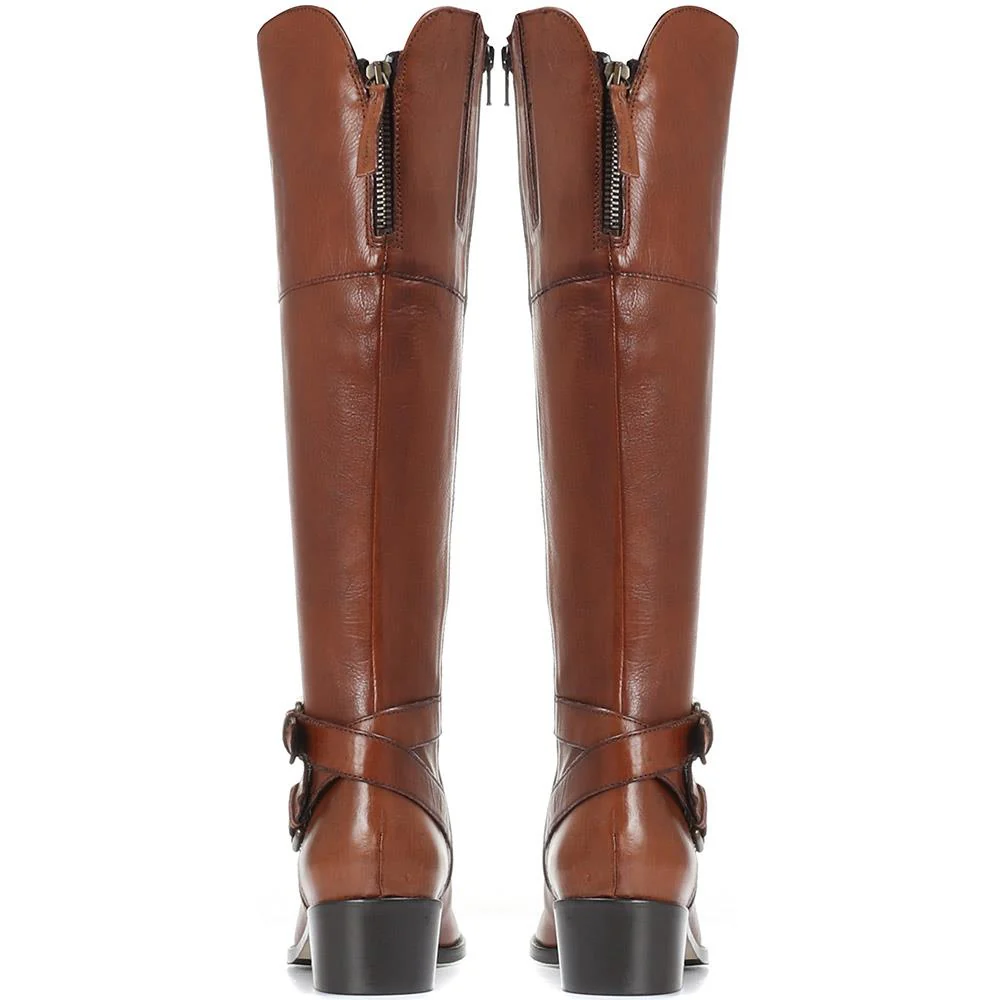 Leather Knee Boots - CARM28507 / 313 432 - Tan - Image 3