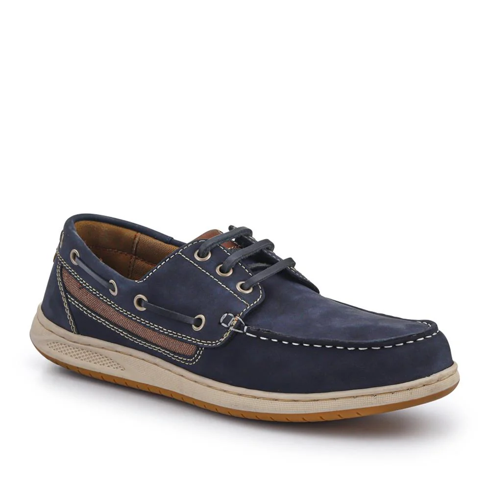 Leather Lace-Up Boat Shoes - SHAFI41001 / 327 096 - Navy
