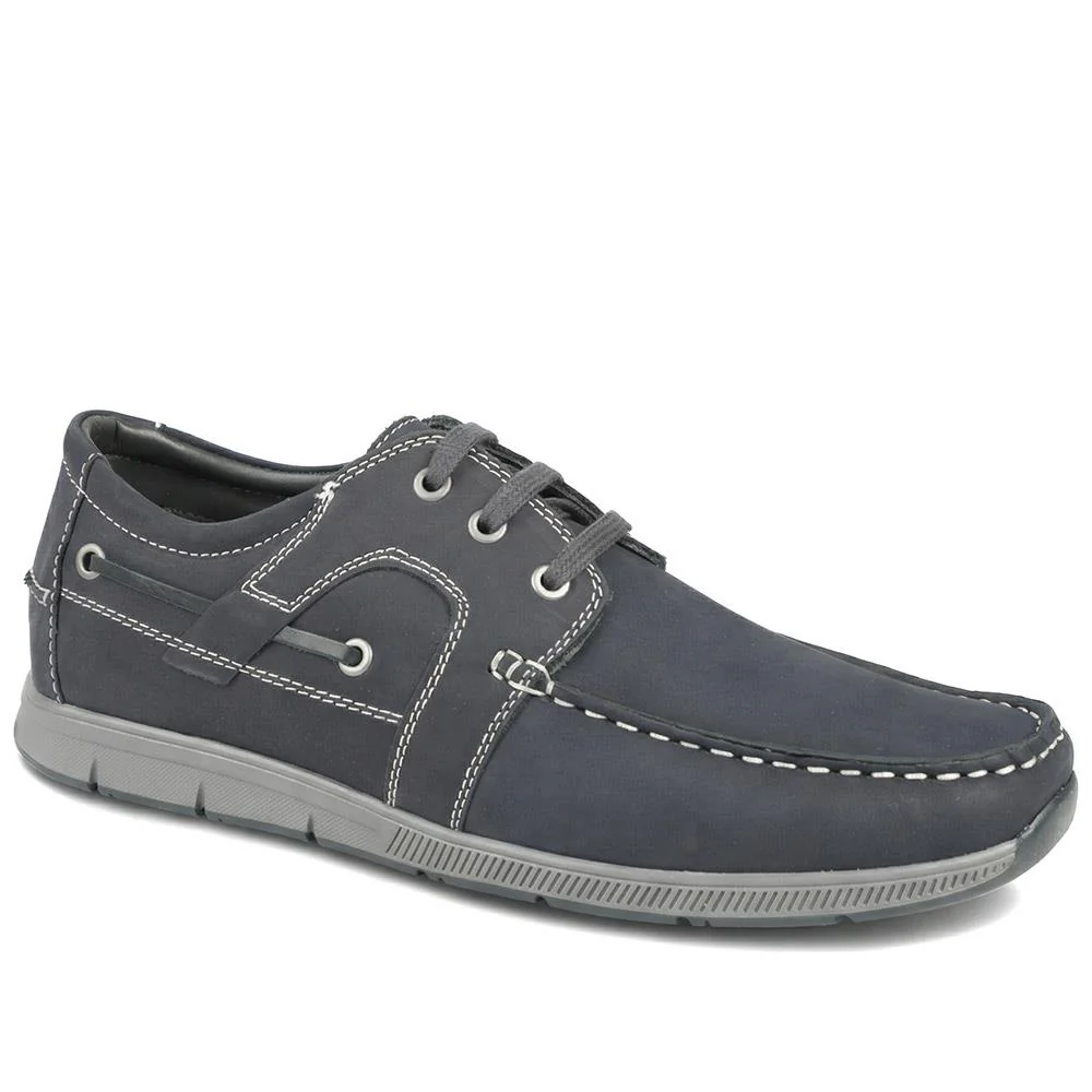Leather Lace Up Boat Shoes - SHAFI43001 / 329 319 - Navy