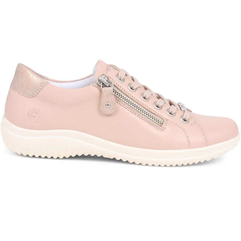 Leather Lace-Up Trainers - DRS39505 / 325 415 - Pink - Image 2