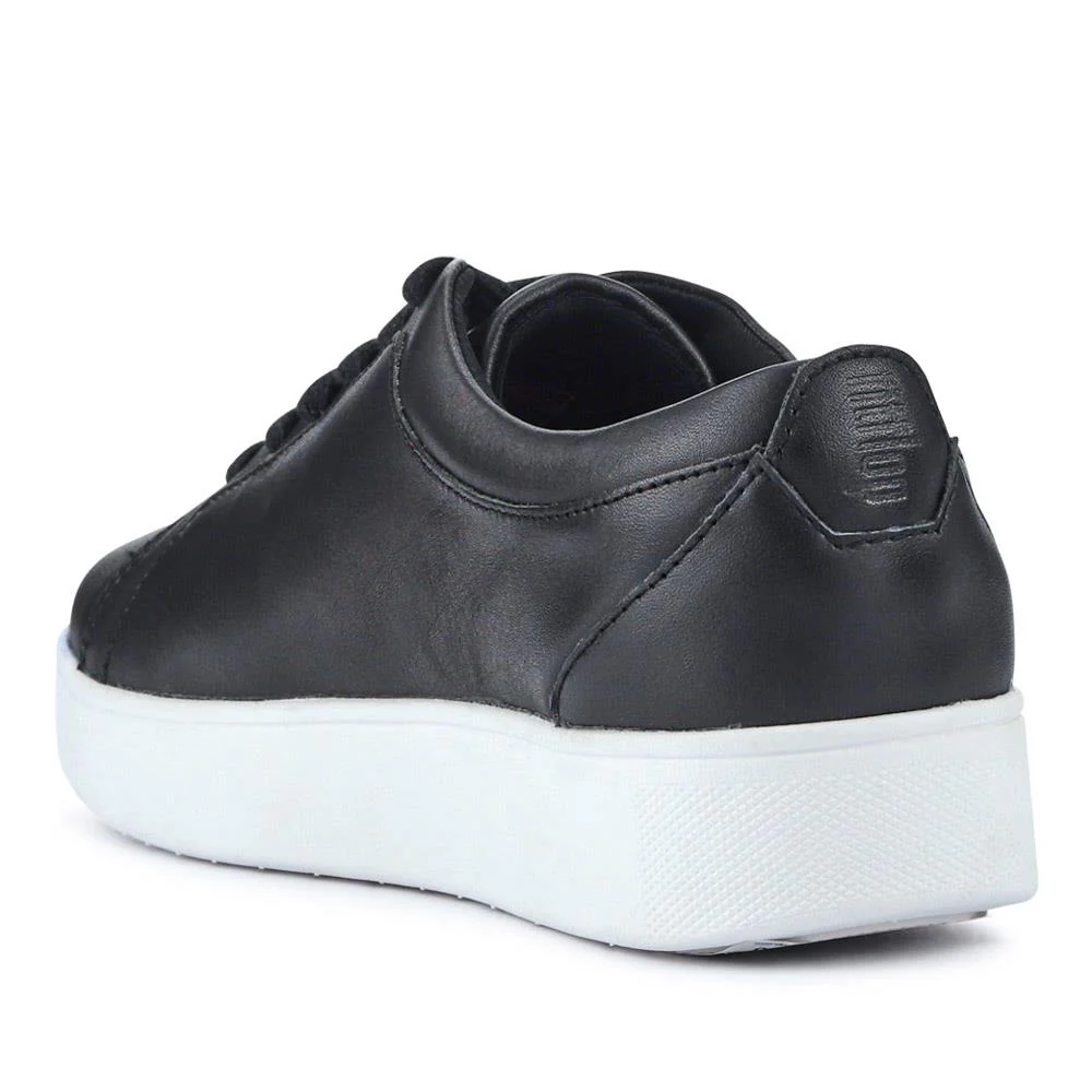 Leather Lace-Up Trainers - FITF41505 / 327 059 - Black - Image 3