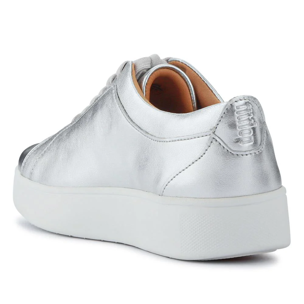 Leather Lace-Up Trainers - FITF41505 / 327 059 - Silver - Image 3