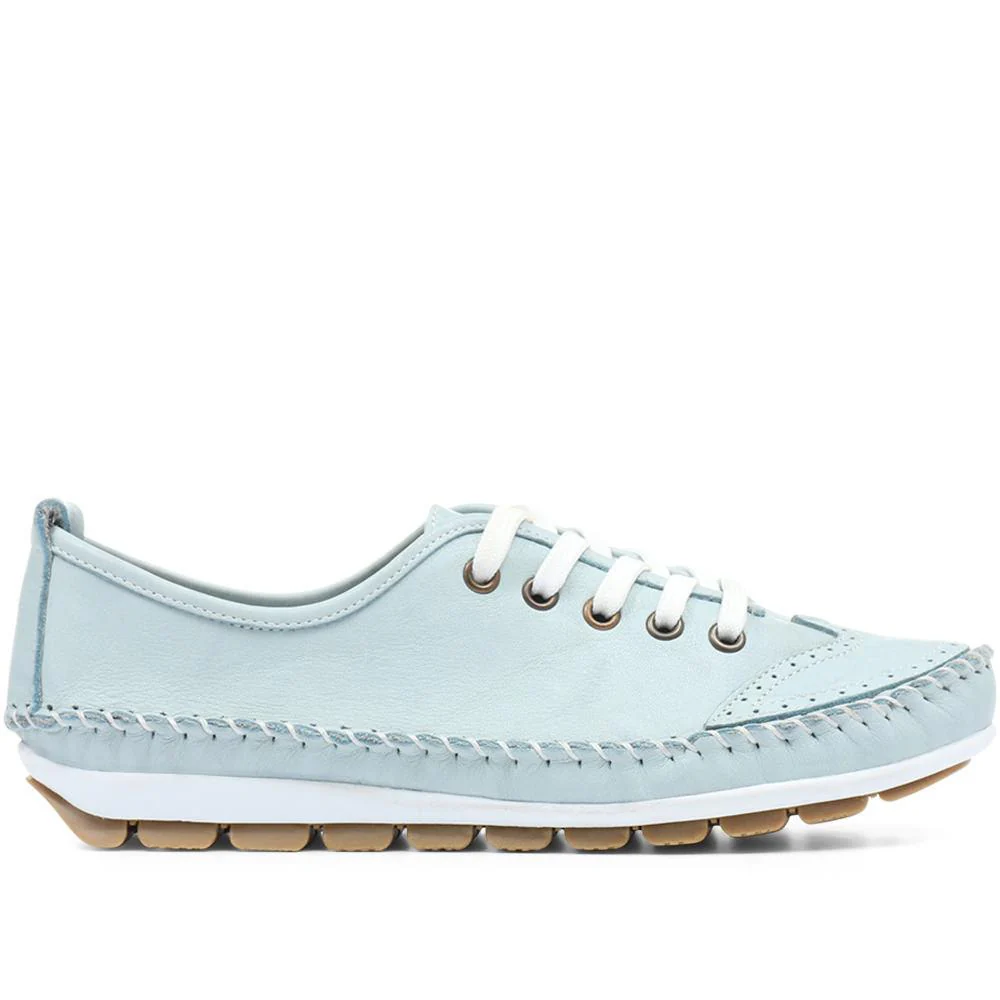 Leather Lace-Up Trainers - SIMIN31003 / 317 969 - Baby Blue - Image 2
