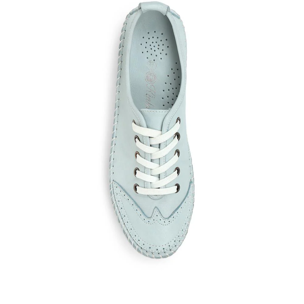 Leather Lace-Up Trainers - SIMIN31003 / 317 969 - Baby Blue - Image 5